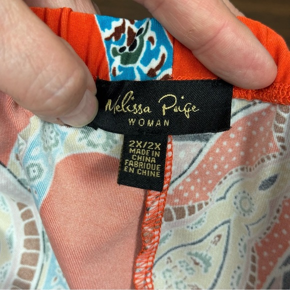 Melissa Paige Vibrant Paisley Print Pull On Pants. Size 2X - Picture 3 of 6